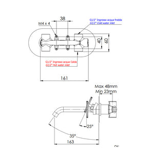 Miscelatore a incasso per lavabo bocca 17 cm - serie Chrono