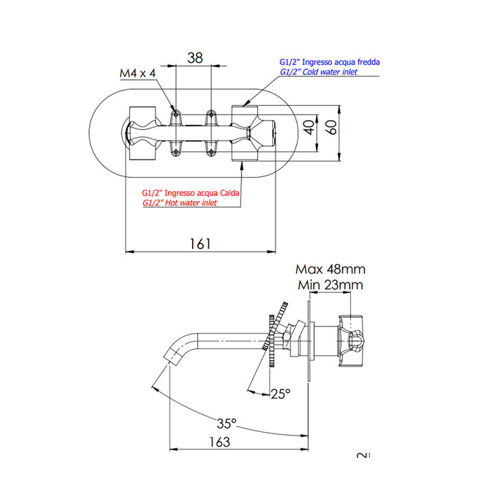 Miscelatore a incasso per lavabo bocca 17 cm - serie Chrono