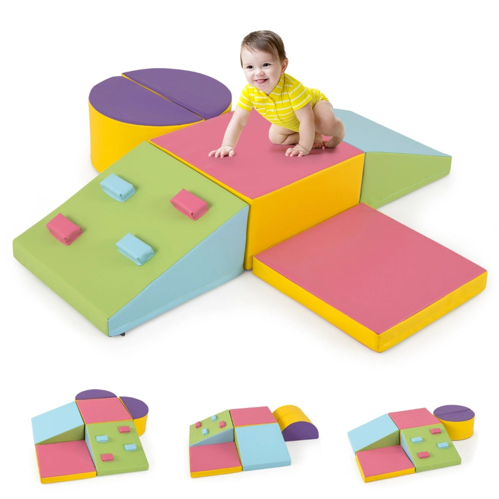 Set di blocchi da arrampicata in schiuma da 6 pezzi, Set di arrampicata morbido leggero per interni con chiusure a velcro
