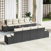 Set Divano da Giardino con cuscino 9 pcs Nero polyrattan 3347929