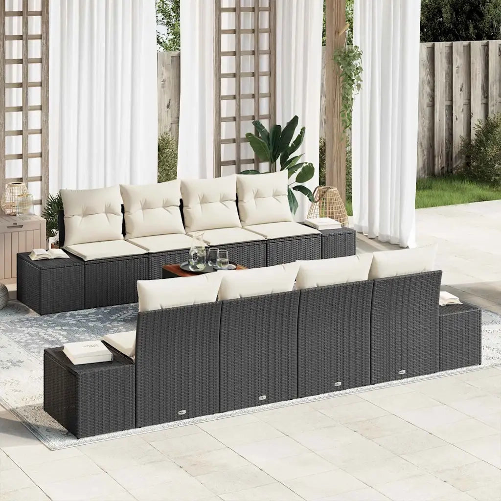 Set Divano da Giardino con cuscino 9 pcs Nero polyrattan 3347929