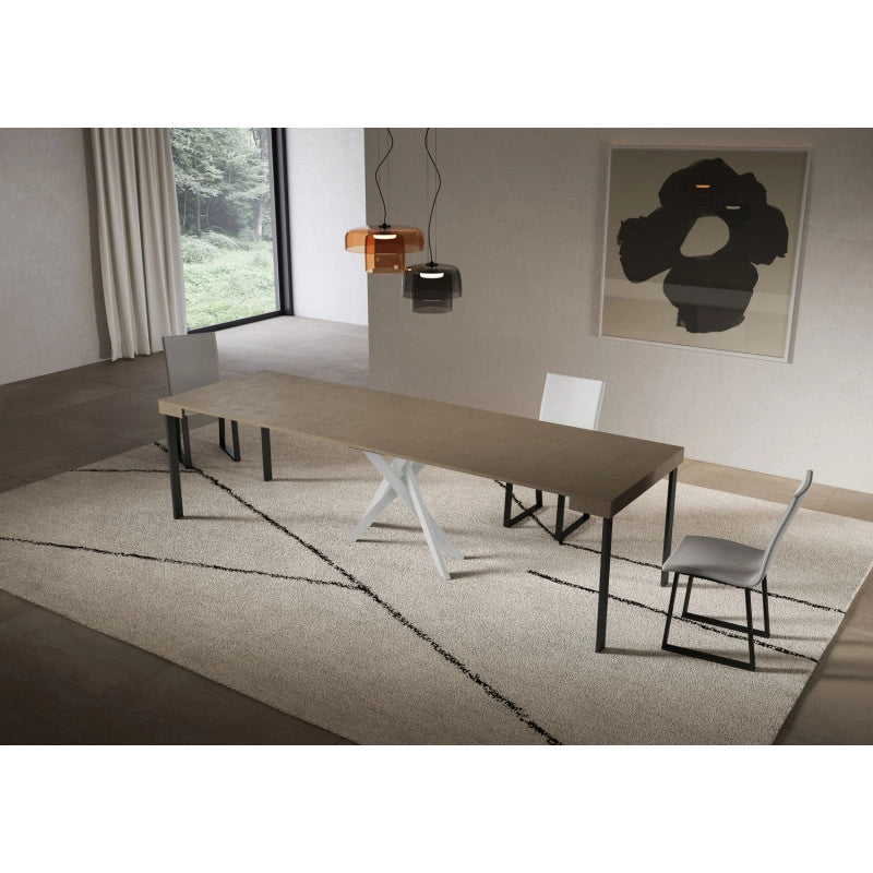Consolle allungabile 90x40/300 cm Saki telaio Bianche - Tortora