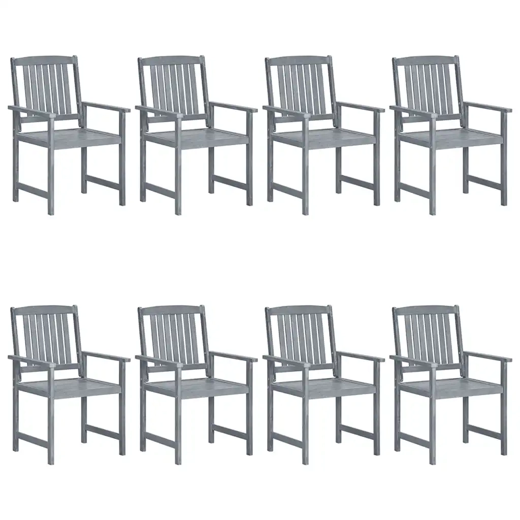 Sedie da Giardino con Cuscini 8 pz in Massello di Acacia Grigie cod mxl 23648