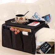 Organizzatore per braccioli del divano con borsa e contenitore per bicchieri senza scivolo con caddy per comandi a distanza con 1 grande tasca e 3 piccoli contenitori per smartphone, riviste, iPad e bevande