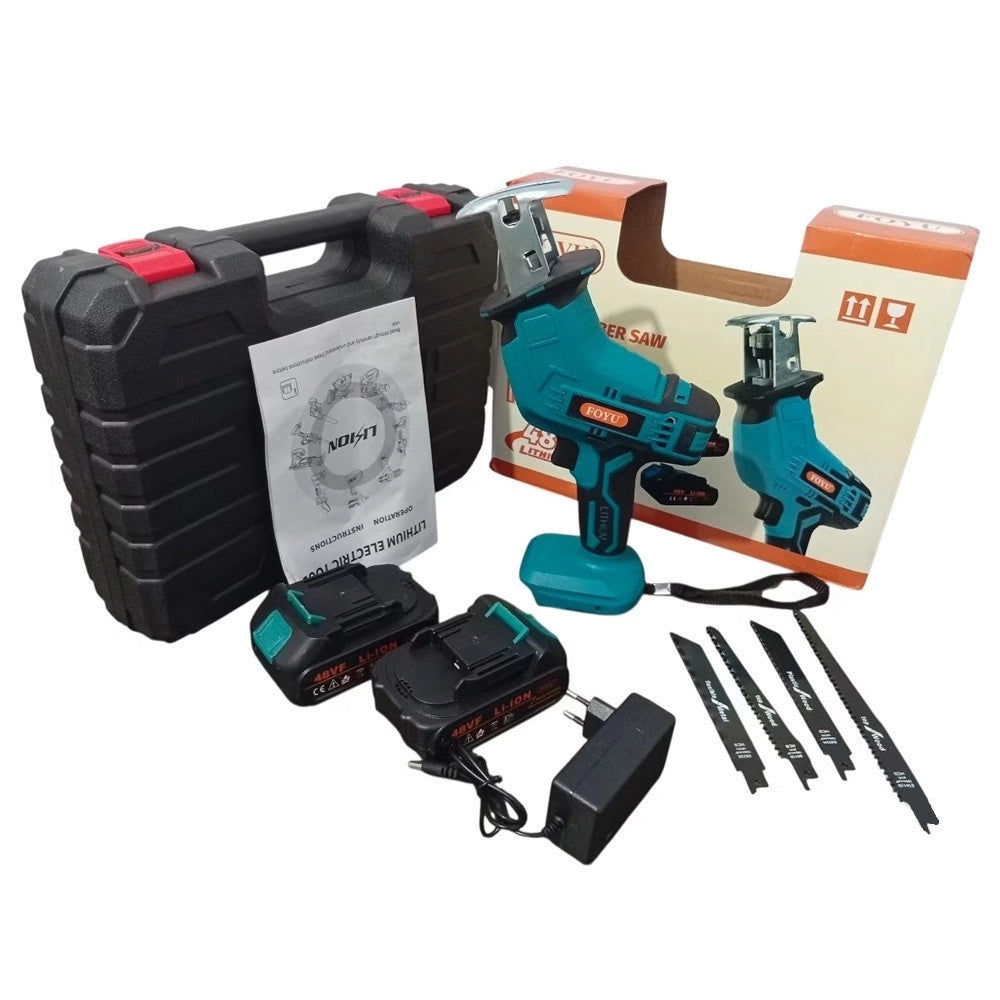 Trade Shop - Seghetto Sega A Gattuccio Elettrica Con Lame Intercambiabili 2 Batterie 48v Litio 2800spm -