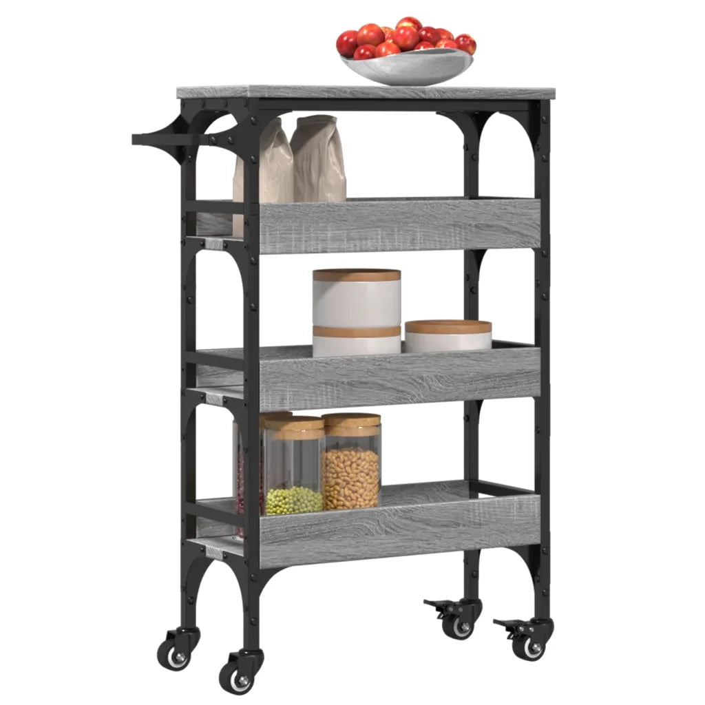 Carrello da Cucina-Scaffale per Cucina Grigio Sonoma 53x20x76 cm Legno Multistrato