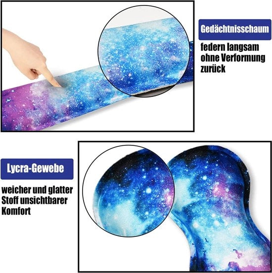 Supporto al polso con schiuma di ricambio da 4 pezzi blu "Galassia" per tastiera e mouse da computer e laptop per uso domestico e ufficio