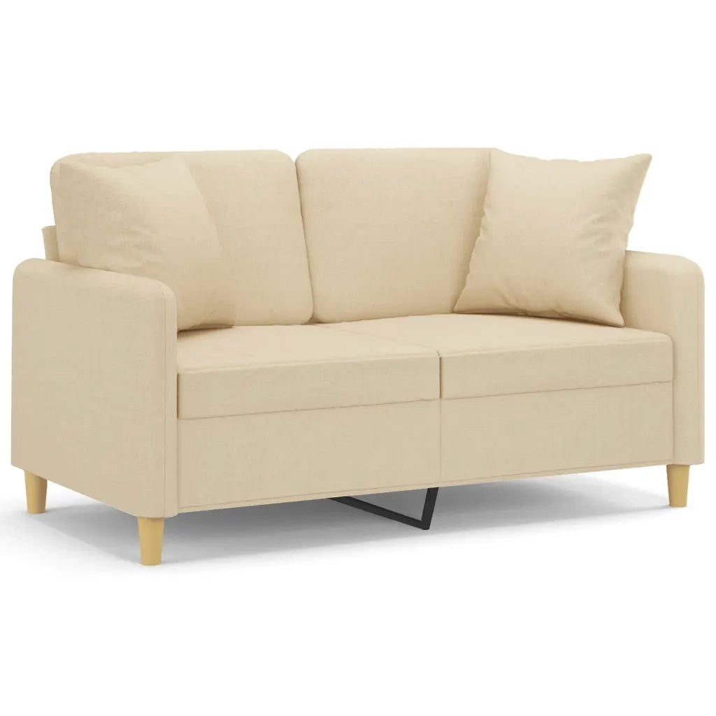 Divano a 2 Posti con Cuscini Crema 120 cm in Tessutocod mxl 94995