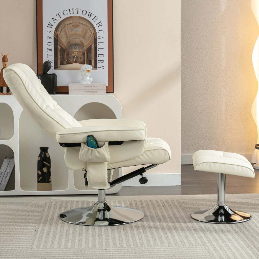 Poltrona Massaggiante con Poggiapiedi ¨C MINIMAL ¨C Similpelle Beige, Relax Soggiorno