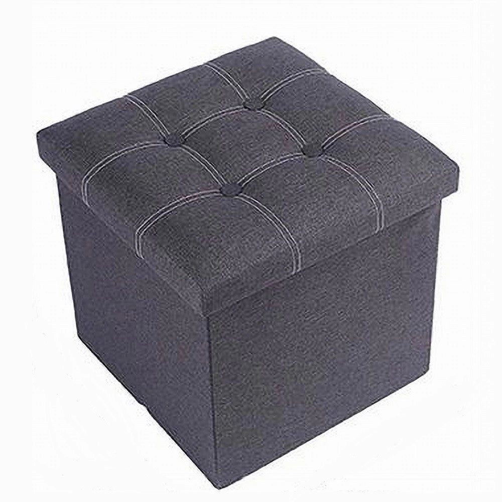 Trade Shop - Pouff Puff Pouf Contenitore Imbottito Portaoggetti Seduta Grigio 38x38x35cm 79424 -