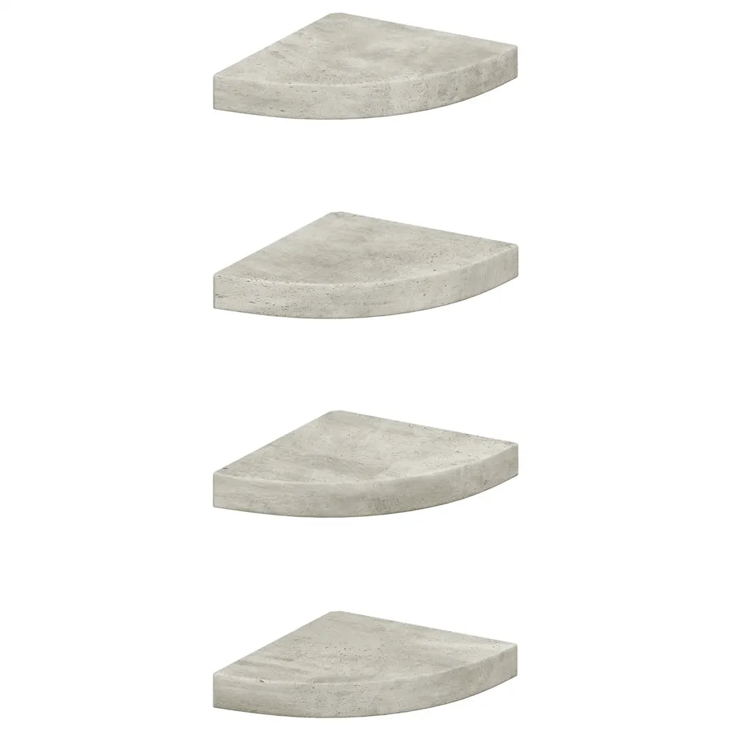 Mensole Angolari 4 pz Grigio Cemento 25x25x3,8 cm in MDF 326635