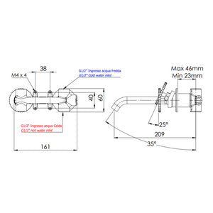 Miscelatore a incasso lavabo, su due piastre tonde bocca 17 cm - serie Chrono