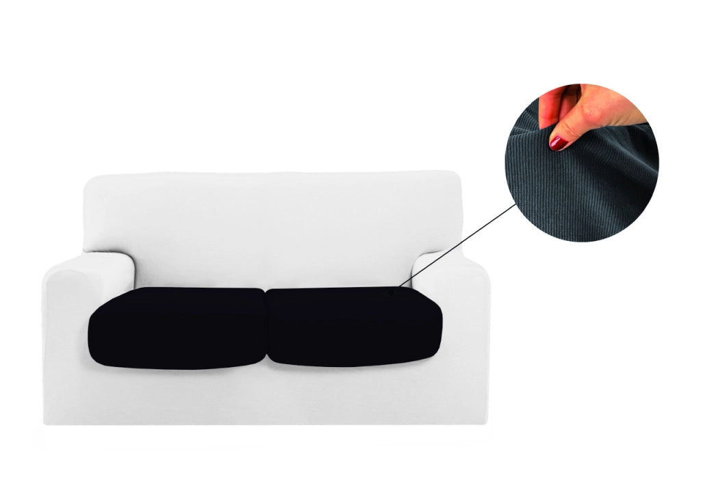 Copridivano Copriseduta Sofà Elasticizzato Tinta Unita Smile Tessuto Millerighe - Seduta 4 Posti - Stone
