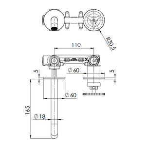 Miscelatore a incasso lavabo, su due piastre tonde bocca 17 cm - serie Chrono