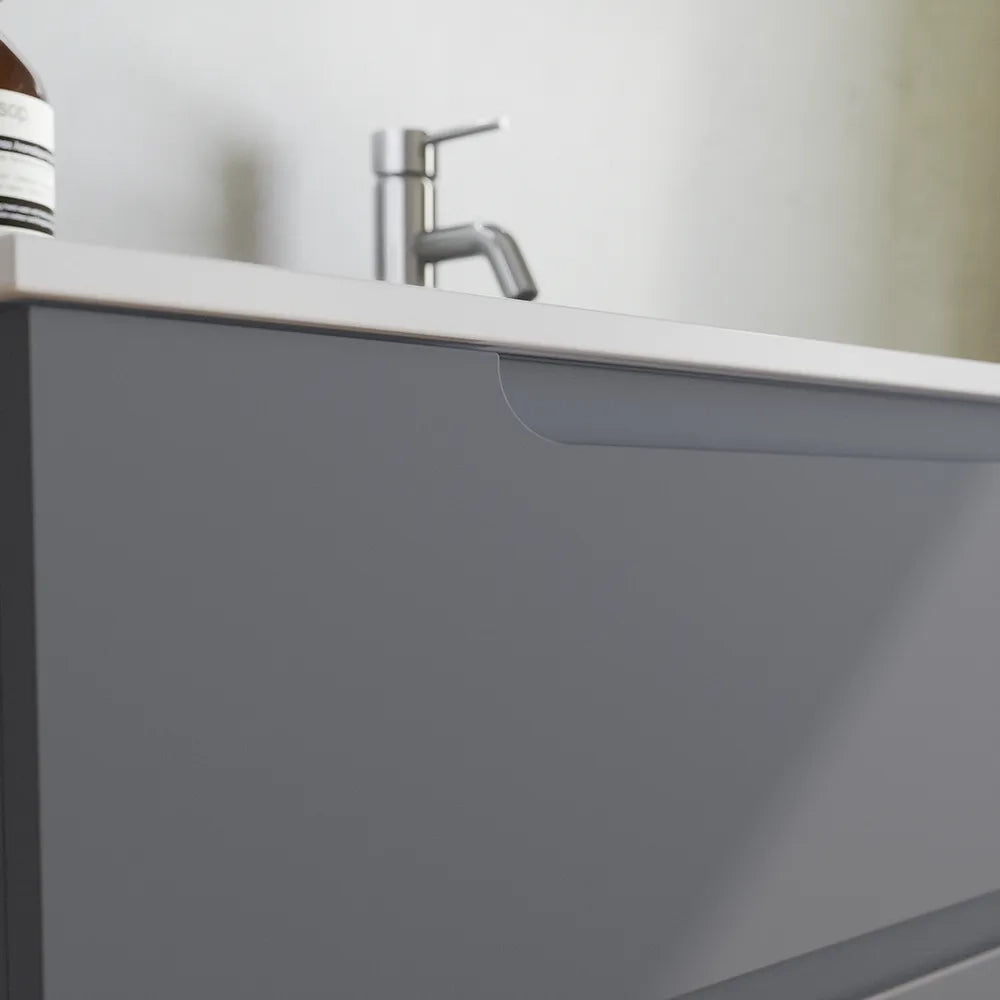 Mobile bagno sospeso 120 cm due cassetti grigio opaco con lavabo | Ardenne