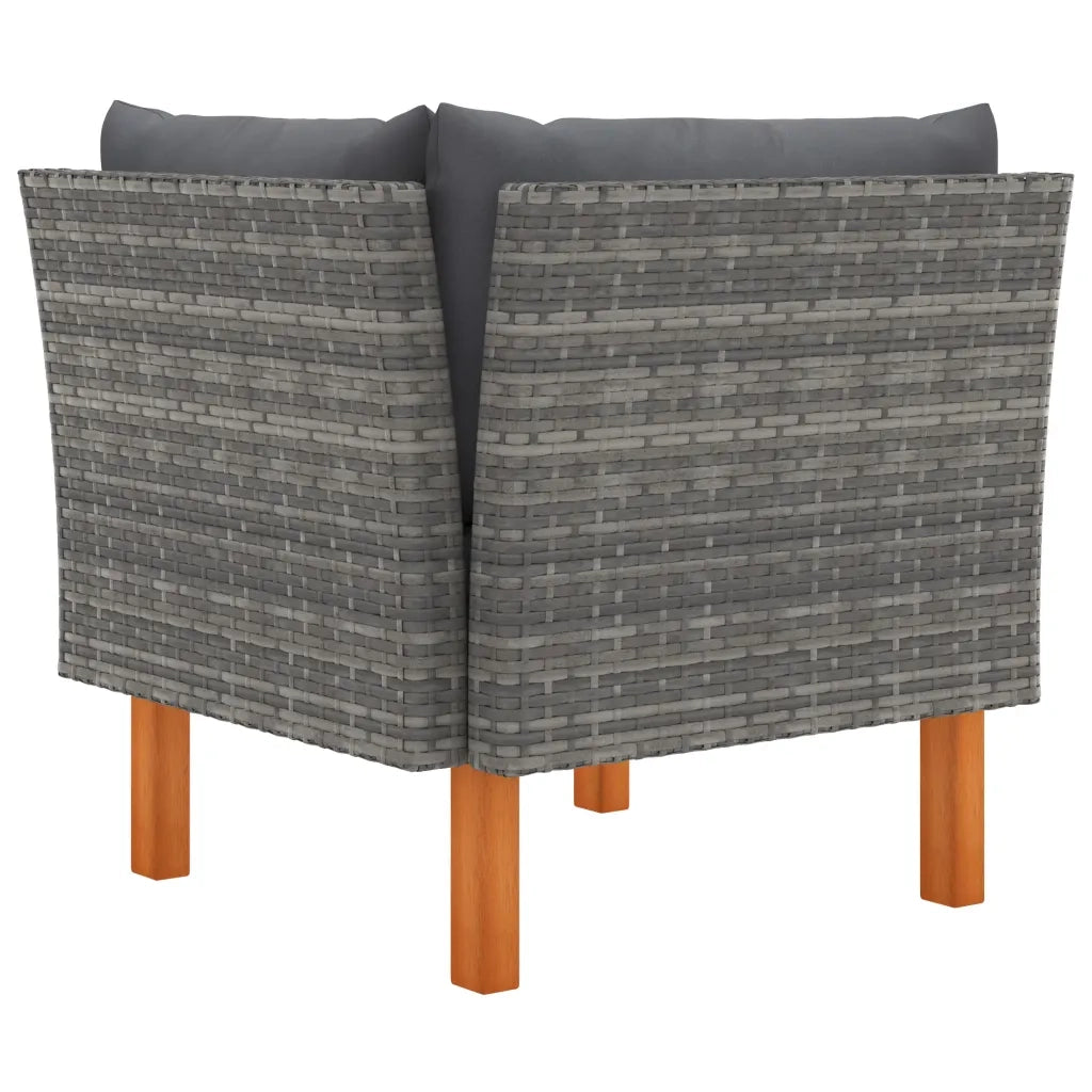 Set di Divani da Giardino 3 pz | Set Salotto da Giardino Polyrattan Massello di Eucalipto