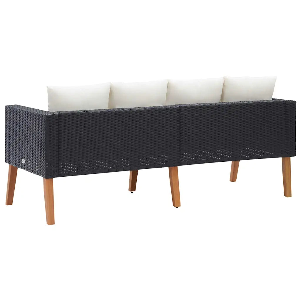 Divano da Giardino a 2 Posti con Cuscini in Polyrattan Nero 310216