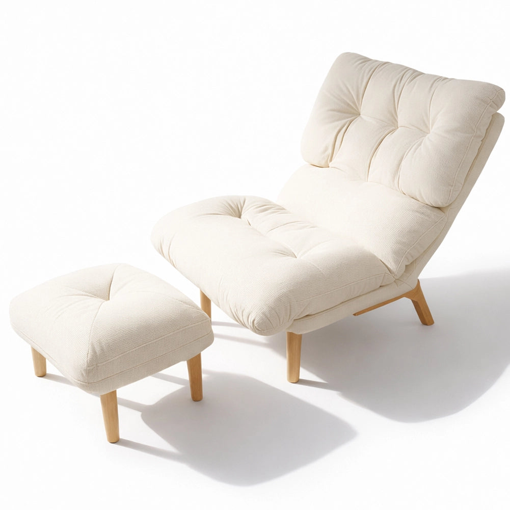 Poltrona Reclinabile con Poggiapiedi Imbottitura Alta Densità Seduta Ergonomica Beige
