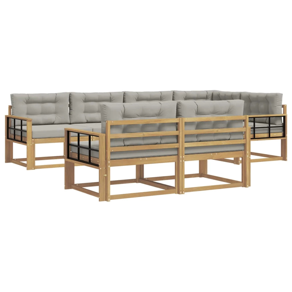Set di divani da esterno 6 pcs Bianco e Grigio Chiaro