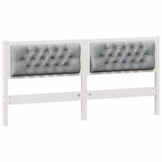 Testiera | Testata Bianco e grigio chiaro 160 cm Legno di pino massello