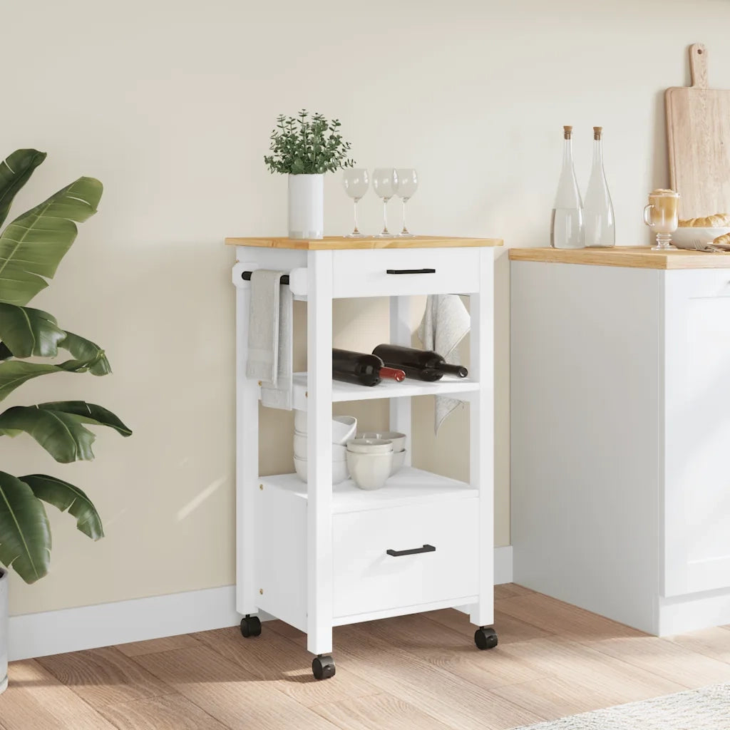 Carrello da Cucina-Scaffale per Cucina MONZA 48x40x88,5 cm in Legno Massello di Pino 317554
