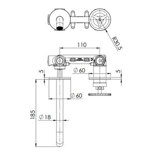 Miscelatore a incasso per lavabo su due piastre tonde bocca 19 cm - serie Chrono