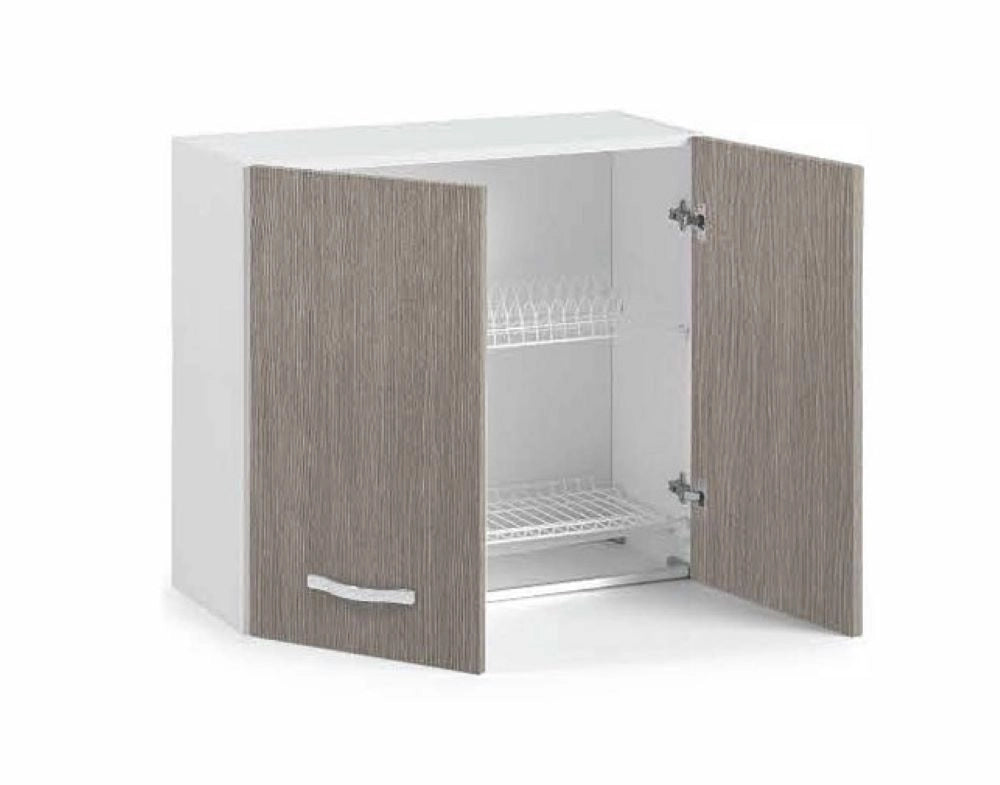 Mobile Scolapiatti 2 Ante Pensile Cucina 80X30X72H FINITURA LARICE GRIGIO