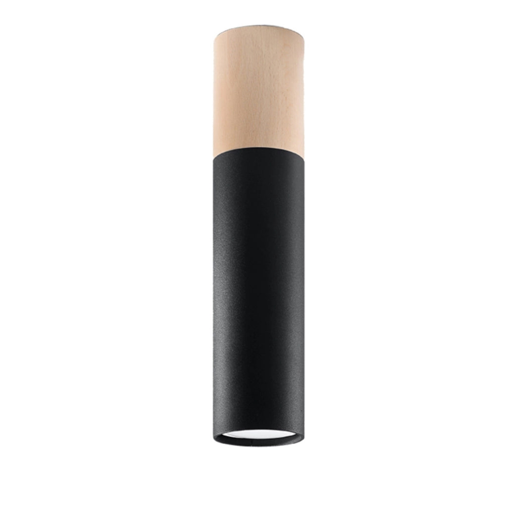 Faretto soffitto tubolare nero/legno GU10 MARCOS PU.0635