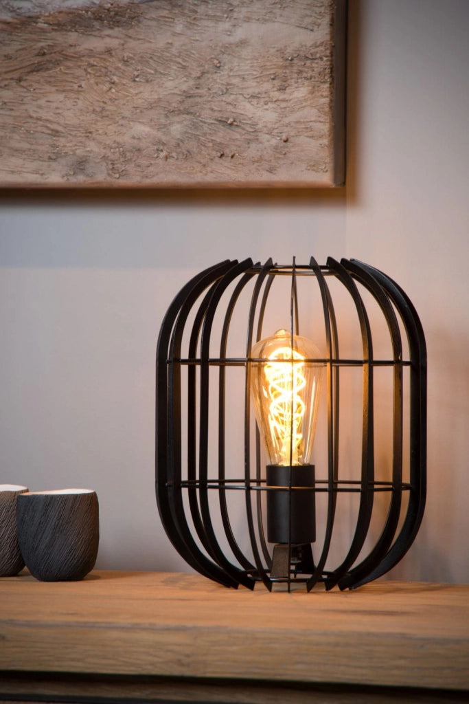 Lampada da tavolo Lucide Reda nera metallo E27 40W 26cm
