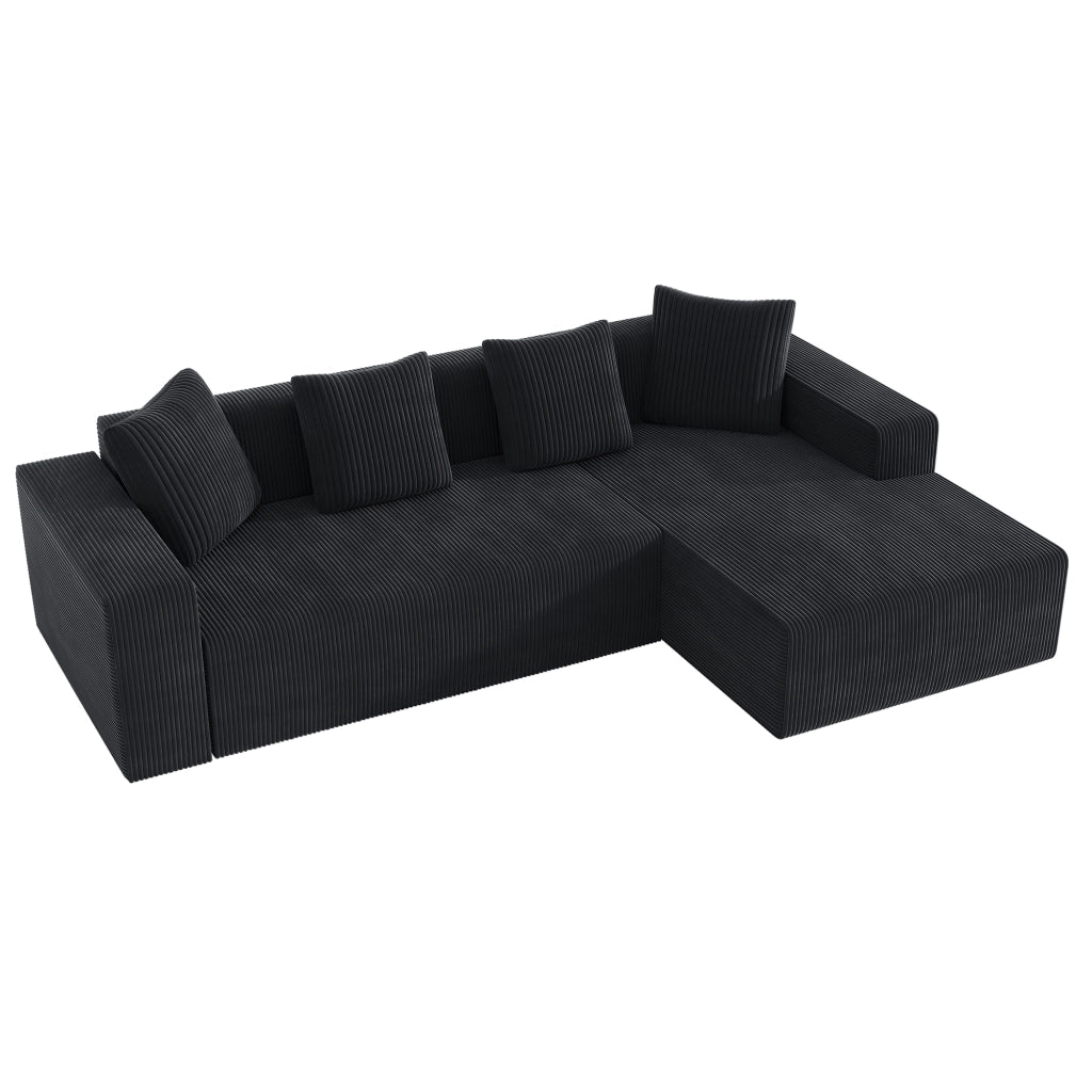 Divano Modulare Angolare con Chaise Longue ¨C MINIMAL ¨C Tessuto Imbottito, Posti Multipli