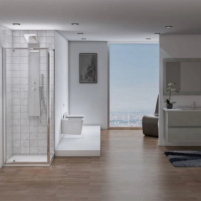 Box doccia angolare 70x80 cm con porta battente in cristallo trasparente Ted