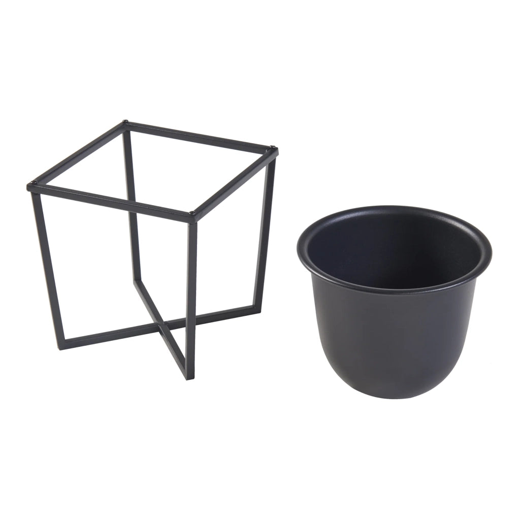 Set di 2 portavasi di diverse dimensioni metallo nero 03_0010593