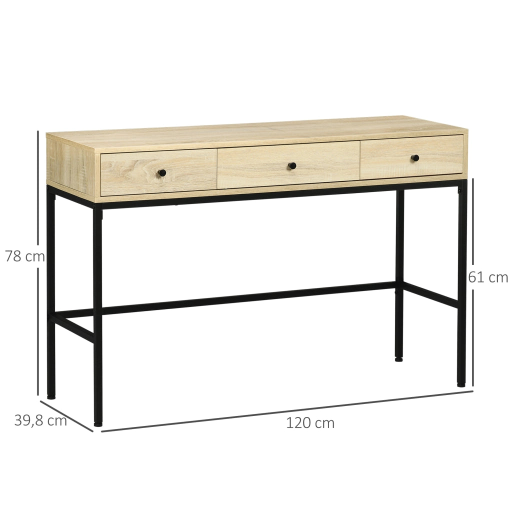 Consolle con cassetti ¨C zephmum ¨C effetto legno, stile industriale, 120x39.8x78 cm