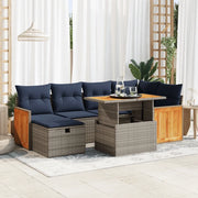 Set Divani da Giardino con Cuscini 7pz Grigio Polyrattan Acacia 3328160