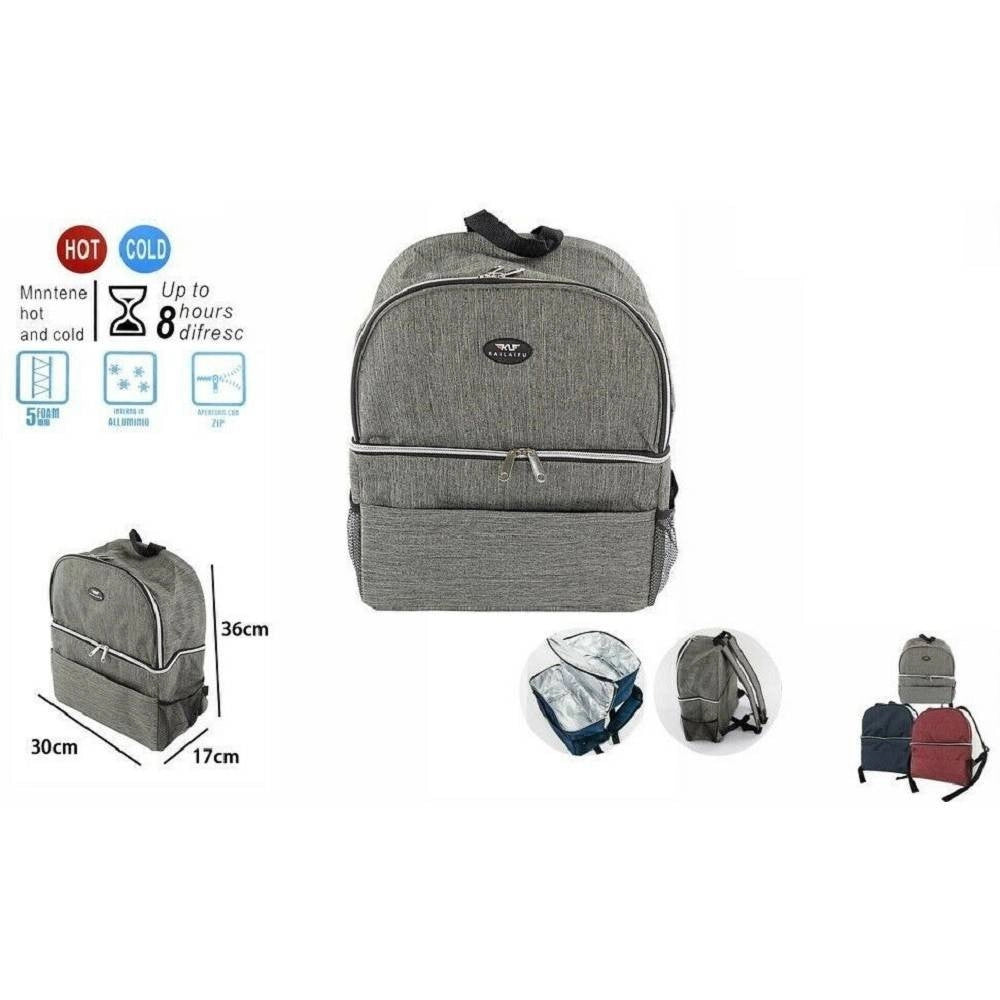 Trade Shop - Borsa Zaino Termico Frigo Caldo Freddo Viaggi Mare 30 X 17 X 36 Cm -