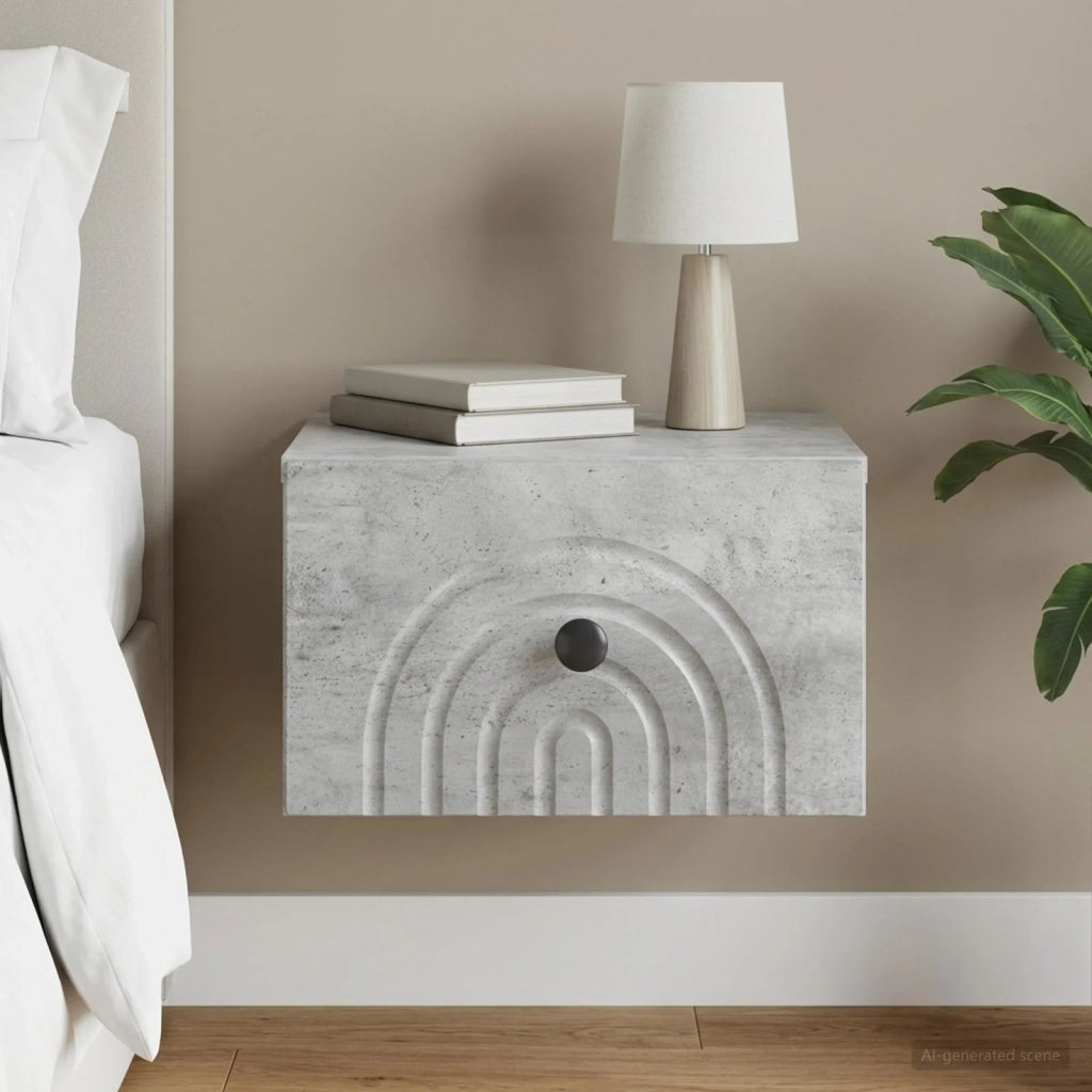 Mobiletto da notte a muro Grigio Cemento 33 x 34,5 x 20 cm 898091