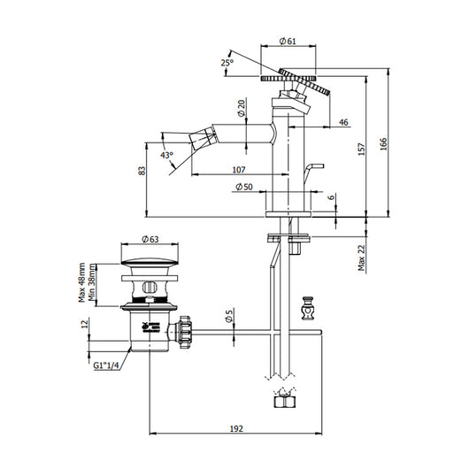 Miscelatore bidet con scarico - serie Chrono