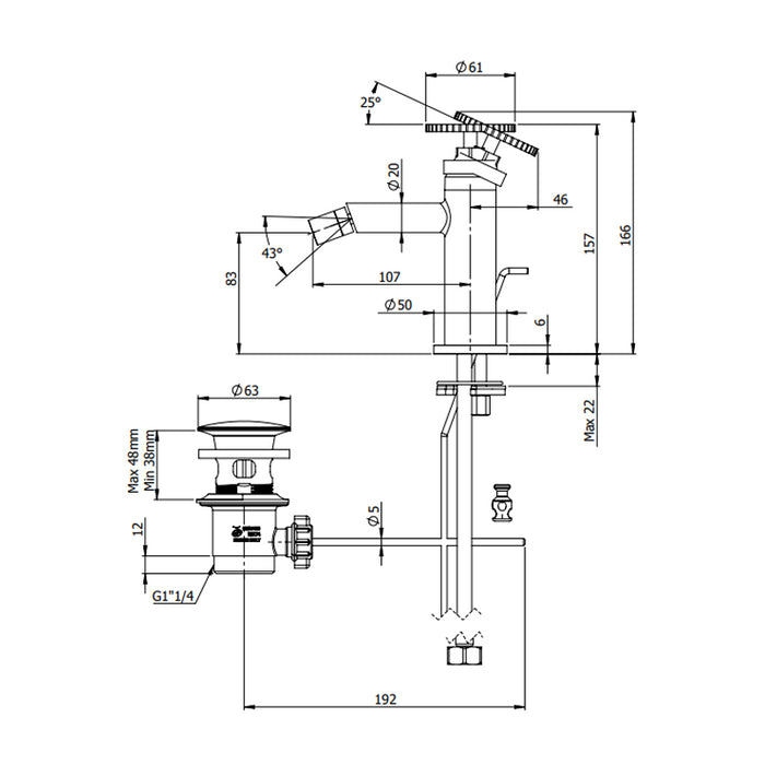 Miscelatore bidet con scarico - serie Chrono