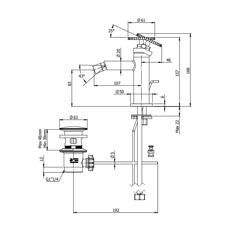 Miscelatore bidet con scarico - serie Chrono