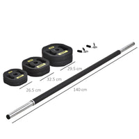 Bilanciere con Dischi 1,25Kg 2,5Kg 5Kg Peso Regolabile  Nero