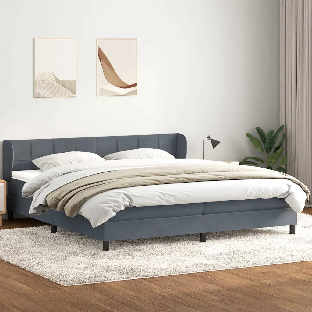 Giroletto a Molle con Materassi Grigio Scuro 180x210 cm Velluto 3317536