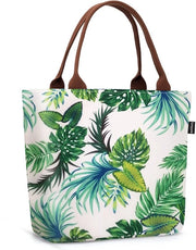 Borsa da pranzo per donne, borsa da pranzo isolata, grande contenitore refrigerato, borsa da cibo portatile, servizio da tavola, grande, foglia di palma
