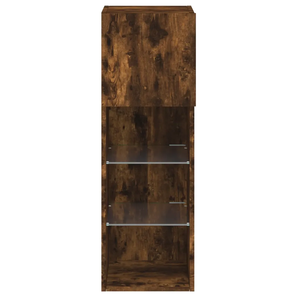 Mobile TV con Luci LED Rovere Fumo 30,5x30x90 cm 837009