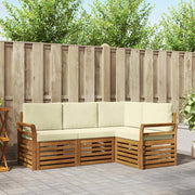Set divani 4 pcs Naturale e Crema Legno di Acacia Massello