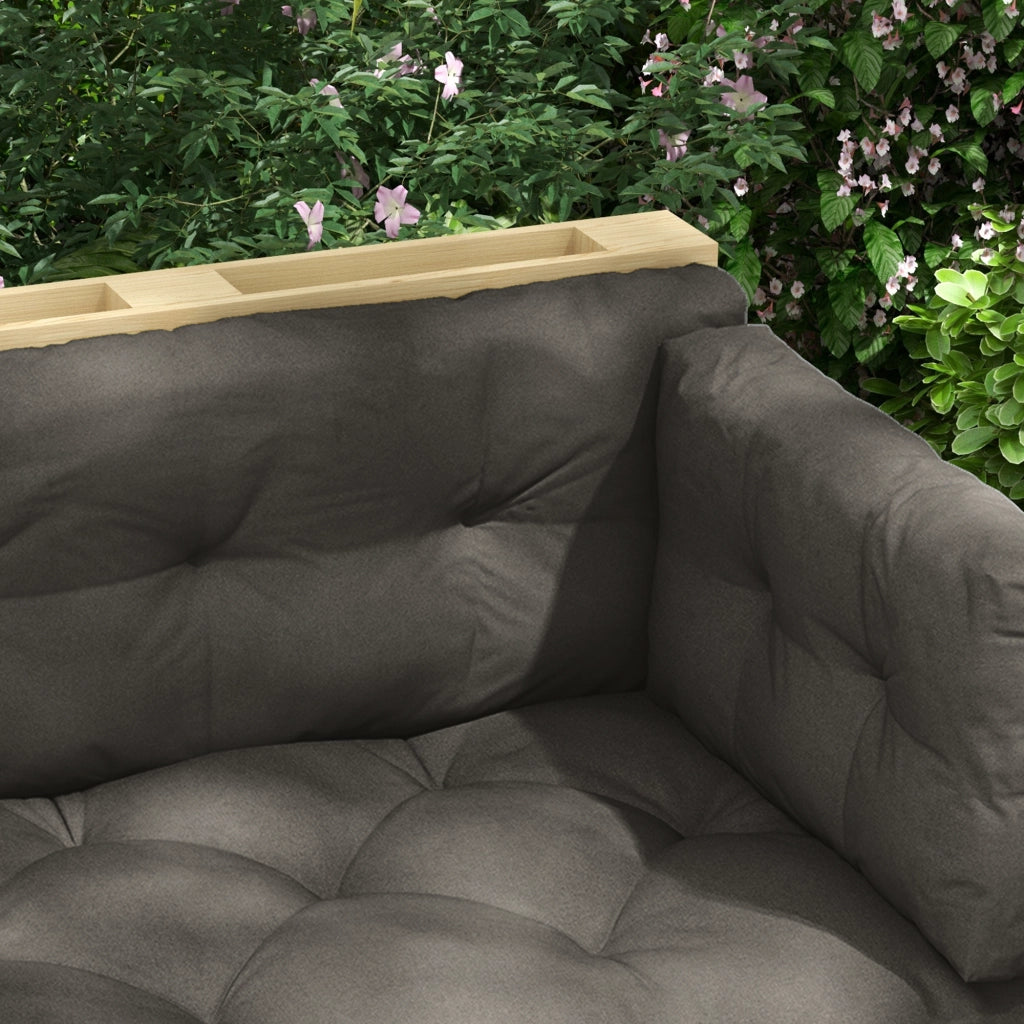 Set 3 Pezzi Cuscini da Giardino per Divani e Pallet in Poliestere con Imbottitura Spessa, Grigio Carbone