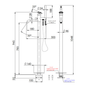 Miscelatore vasca da pavimento - serie Chrono