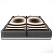 Letto contenitore matrimoniale 140×200 cm con LED; USB; Type-C e tasche laterali; senza materasso; grigio