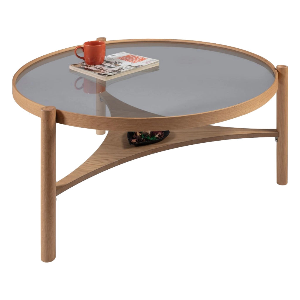 Canterano, Tavolino da Salotto un Vano, 100x100x46h cm Marrone Rovere