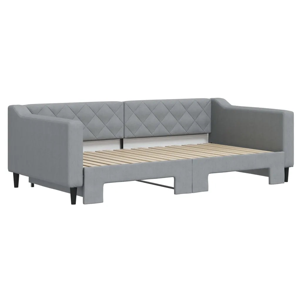 Divano Letto con Letto Estraibile Grigio Chiaro 100x190 Tessuto 3197503