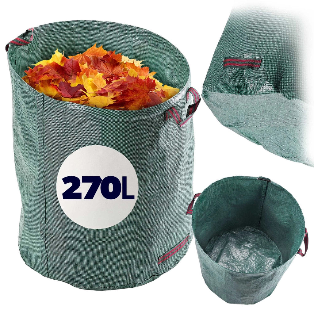 KADAX Sacchetto per foglie, rifiuti da giardino, erba, pieghevole, resistente, con maniglie, 270 L